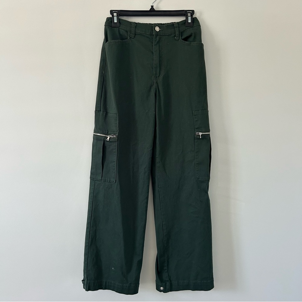 WeWoreWhat Emerald Green Wide Leg Cargo Baggy Pants S